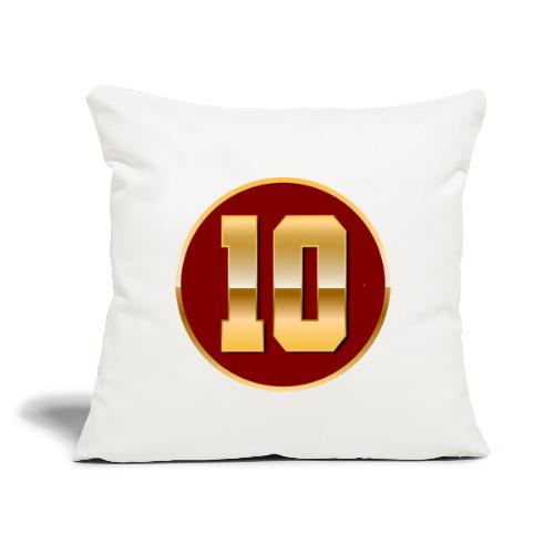 Number 10 in Gold Varsity Font - Throw Pillow Cover 17.5” x 17.5”