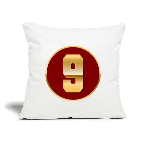 Number 9 in Gold Varsity Font - Throw Pillow Cover 17.5” x 17.5”