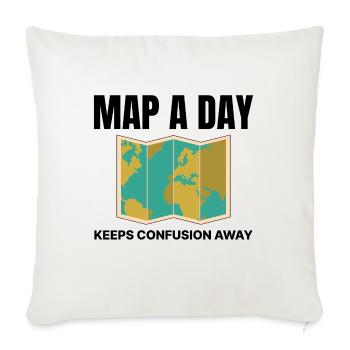World Map GIS Cartography Earth Geography - Throw Pillow Cover 17.5” x 17.5” - natural white - Front