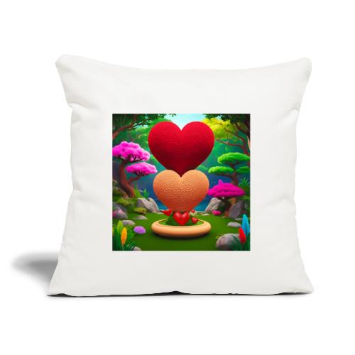 Double Heart, fantasy, nature and fantasy - Throw Pillow Cover 17.5” x 17.5”