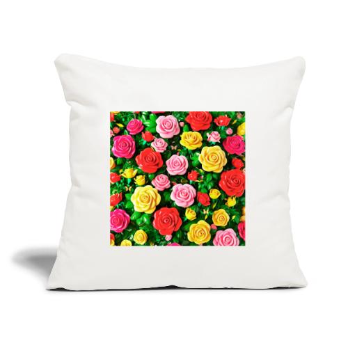 Floral print, colors in rose flowers, nature - Throw Pillow Cover 17.5” x 17.5”