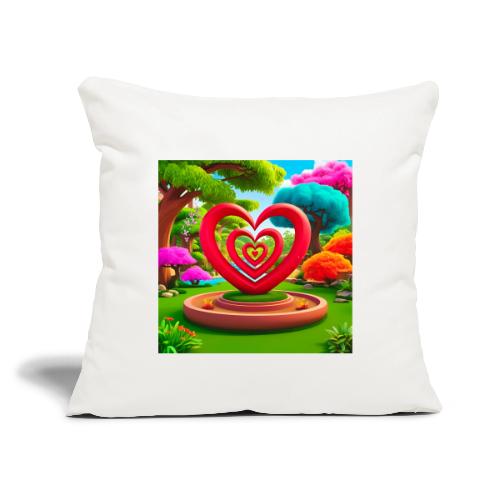 Triple heart landscape, nature, love, happiness - Throw Pillow Cover 17.5” x 17.5”