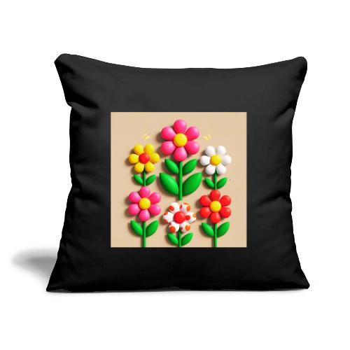 3D Flowers and Butterflies in Amber, Floral Design - Throw Pillow Cover 17.5” x 17.5”