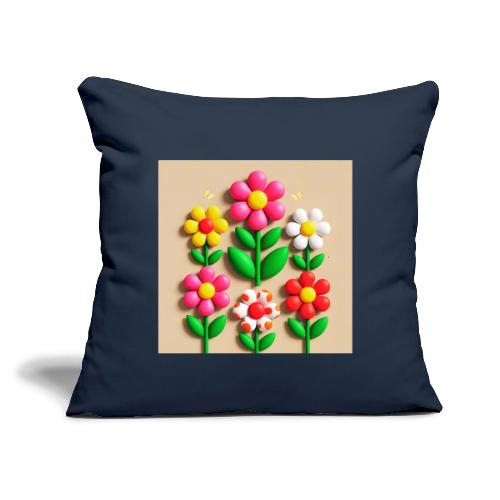 3D Flowers and Butterflies in Amber, Floral Design - Throw Pillow Cover 17.5” x 17.5”
