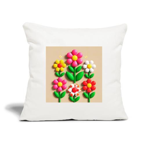 3D Flowers and Butterflies in Amber, Floral Design - Throw Pillow Cover 17.5” x 17.5”