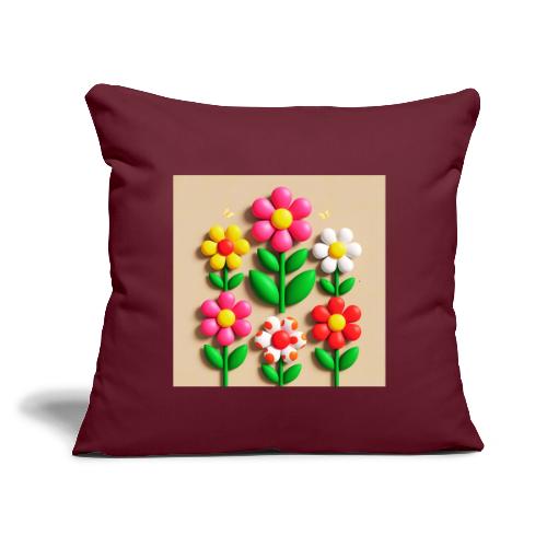 3D Flowers and Butterflies in Amber, Floral Design - Throw Pillow Cover 17.5” x 17.5”