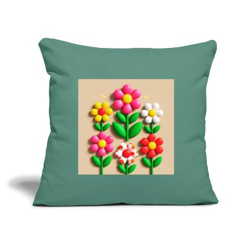 3D Flowers and Butterflies in Amber, Floral Design - Throw Pillow Cover 17.5” x 17.5”