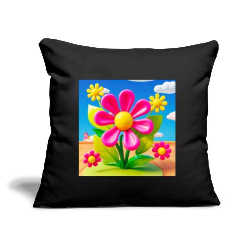 Pink Floral Peace | Sky & Nature Design - Throw Pillow Cover 17.5” x 17.5”