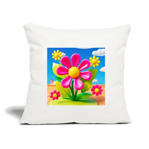 Pink Floral Peace | Sky & Nature Design - Throw Pillow Cover 17.5” x 17.5”