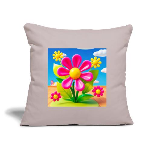 Pink Floral Peace | Sky & Nature Design - Throw Pillow Cover 17.5” x 17.5”