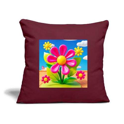 Pink Floral Peace | Sky & Nature Design - Throw Pillow Cover 17.5” x 17.5”