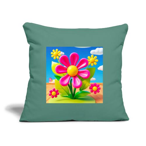 Pink Floral Peace | Sky & Nature Design - Throw Pillow Cover 17.5” x 17.5”