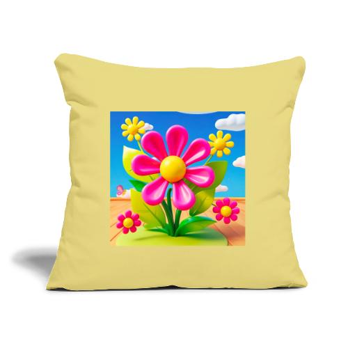 Pink Floral Peace | Sky & Nature Design - Throw Pillow Cover 17.5” x 17.5”
