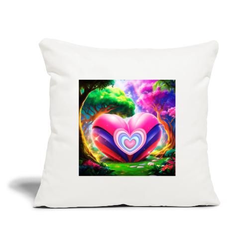 Double heart, fantasy, landscapes enjoy the magic - Throw Pillow Cover 17.5” x 17.5”