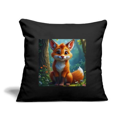 Magical fantasy fox in enchanted forest scene - Throw Pillow Cover 17.5” x 17.5”