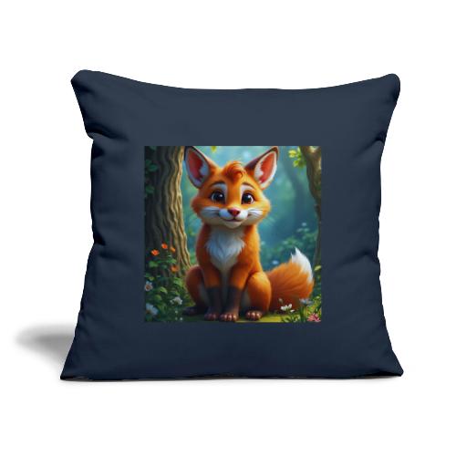 Magical fantasy fox in enchanted forest scene - Throw Pillow Cover 17.5” x 17.5”