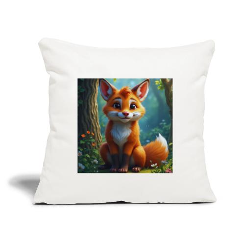 Magical fantasy fox in enchanted forest scene - Throw Pillow Cover 17.5” x 17.5”