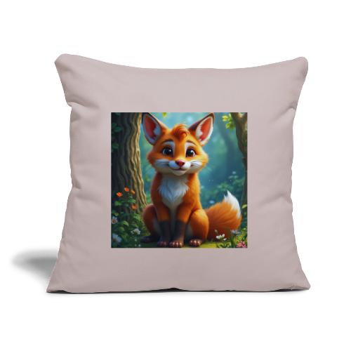 Magical fantasy fox in enchanted forest scene - Throw Pillow Cover 17.5” x 17.5”