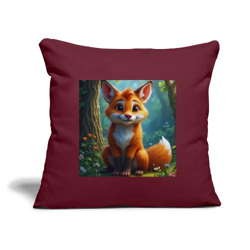 Magical fantasy fox in enchanted forest scene - Throw Pillow Cover 17.5” x 17.5”