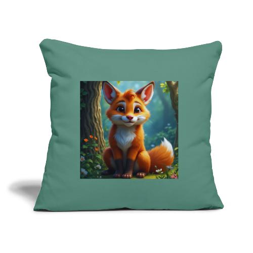 Magical fantasy fox in enchanted forest scene - Throw Pillow Cover 17.5” x 17.5”
