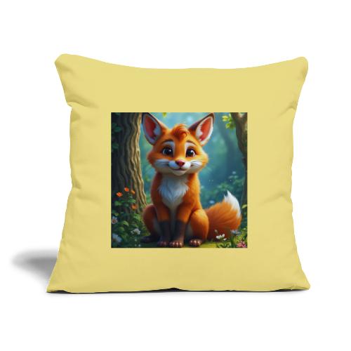 Magical fantasy fox in enchanted forest scene - Throw Pillow Cover 17.5” x 17.5”
