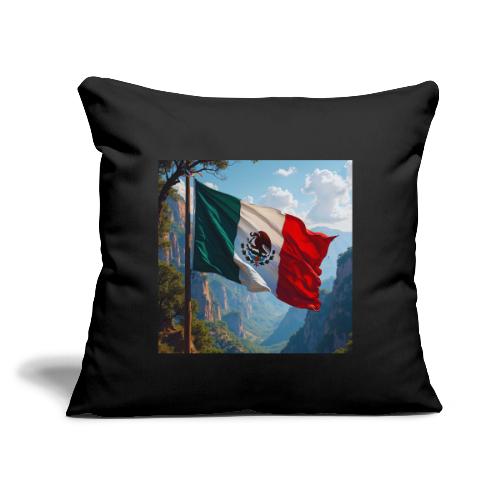 Mexican Flag in Mountain Nature Landscape - Throw Pillow Cover 17.5” x 17.5”
