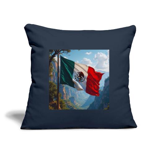 Mexican Flag in Mountain Nature Landscape - Throw Pillow Cover 17.5” x 17.5”