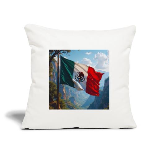 Mexican Flag in Mountain Nature Landscape - Throw Pillow Cover 17.5” x 17.5”