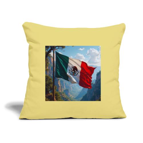 Mexican Flag in Mountain Nature Landscape - Throw Pillow Cover 17.5” x 17.5”