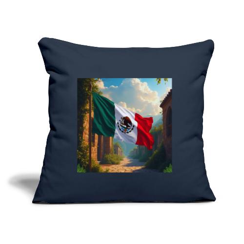 Mexican flag in Magical Town and Nature - Throw Pillow Cover 17.5” x 17.5”