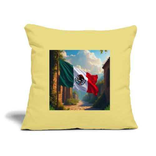 Mexican flag in Magical Town and Nature - Throw Pillow Cover 17.5” x 17.5”