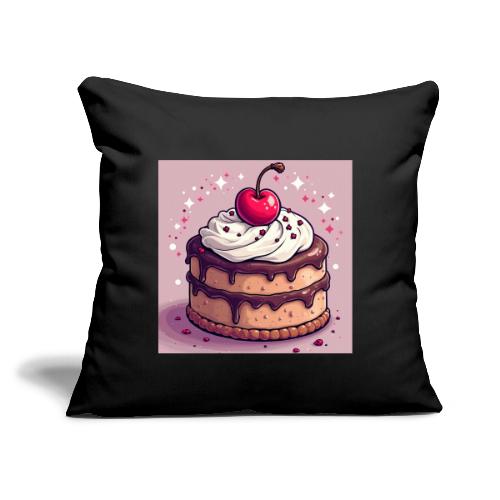 Cherry‑Topped Celebration Cake Design - Throw Pillow Cover 17.5” x 17.5”