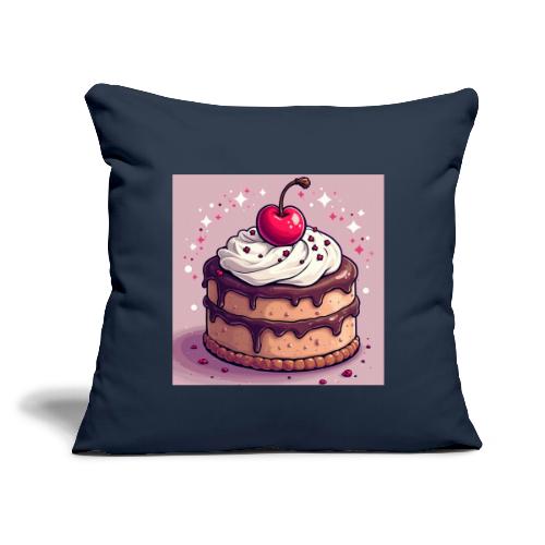 Cherry‑Topped Celebration Cake Design - Throw Pillow Cover 17.5” x 17.5”
