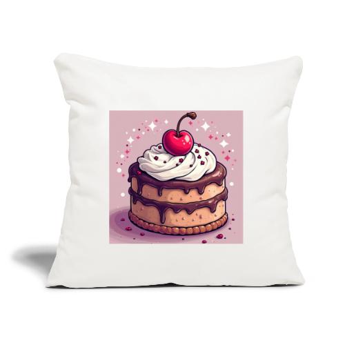 Cherry‑Topped Celebration Cake Design - Throw Pillow Cover 17.5” x 17.5”
