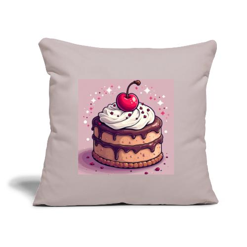 Cherry‑Topped Celebration Cake Design - Throw Pillow Cover 17.5” x 17.5”