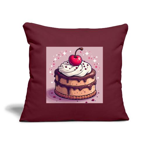Cherry‑Topped Celebration Cake Design - Throw Pillow Cover 17.5” x 17.5”