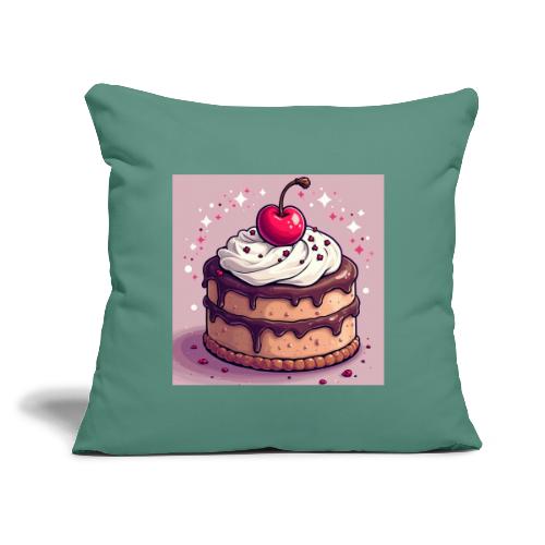 Cherry‑Topped Celebration Cake Design - Throw Pillow Cover 17.5” x 17.5”