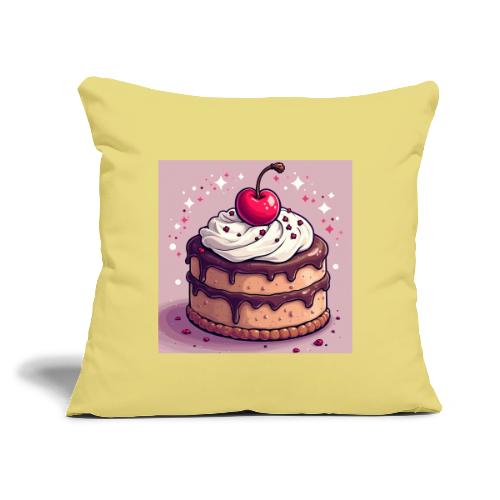 Cherry‑Topped Celebration Cake Design - Throw Pillow Cover 17.5” x 17.5”