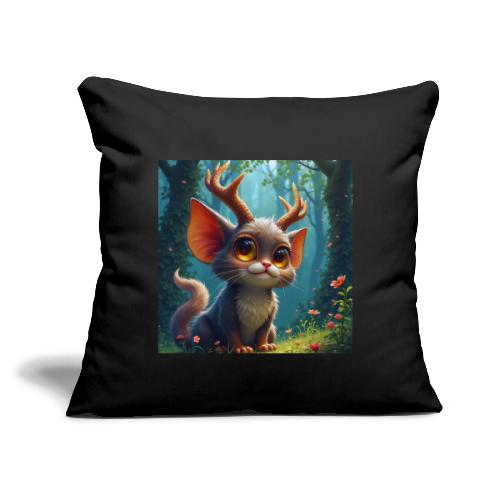 Magical Forest Creature with Deer Horns - Throw Pillow Cover 17.5” x 17.5”