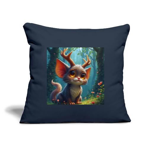 Magical Forest Creature with Deer Horns - Throw Pillow Cover 17.5” x 17.5”