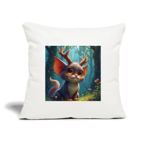 Magical Forest Creature with Deer Horns - Throw Pillow Cover 17.5” x 17.5”