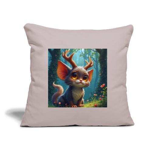 Magical Forest Creature with Deer Horns - Throw Pillow Cover 17.5” x 17.5”