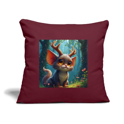 Magical Forest Creature with Deer Horns - Throw Pillow Cover 17.5” x 17.5”