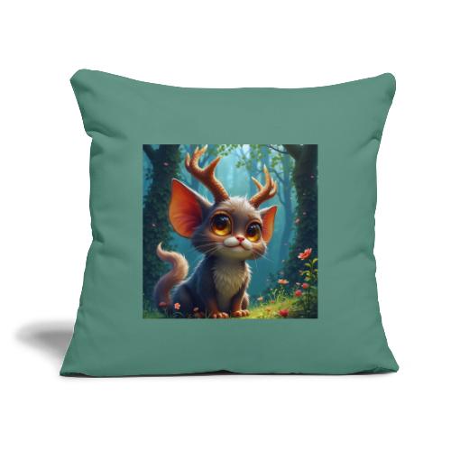 Magical Forest Creature with Deer Horns - Throw Pillow Cover 17.5” x 17.5”