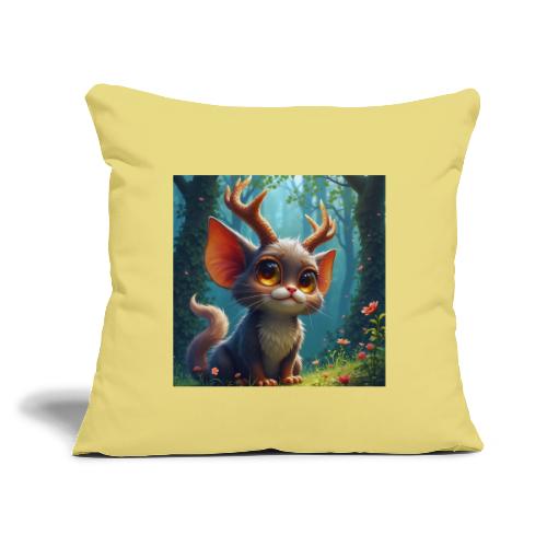 Magical Forest Creature with Deer Horns - Throw Pillow Cover 17.5” x 17.5”