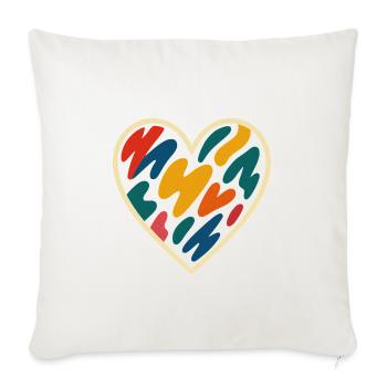 Colorful Heart Abstract Pattern - Throw Pillow Cover 17.5” x 17.5” - natural white - Front