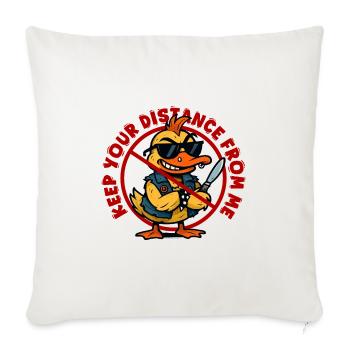 Rebellious Duck Punk Illustration - Throw Pillow Cover 17.5” x 17.5” - natural white - Front