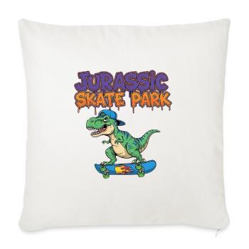 Jurassic Skate Park Dinosaur Illustration - Throw Pillow Cover 17.5” x 17.5” - natural white - Front
