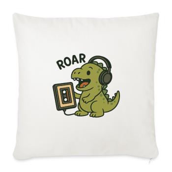 Dinosaur Headphones Roar Design - Throw Pillow Cover 17.5” x 17.5” - natural white - Front