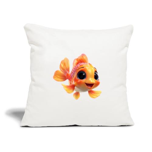 Cheerful 3D Orange Baby Fish - Throw Pillow Cover 17.5” x 17.5”